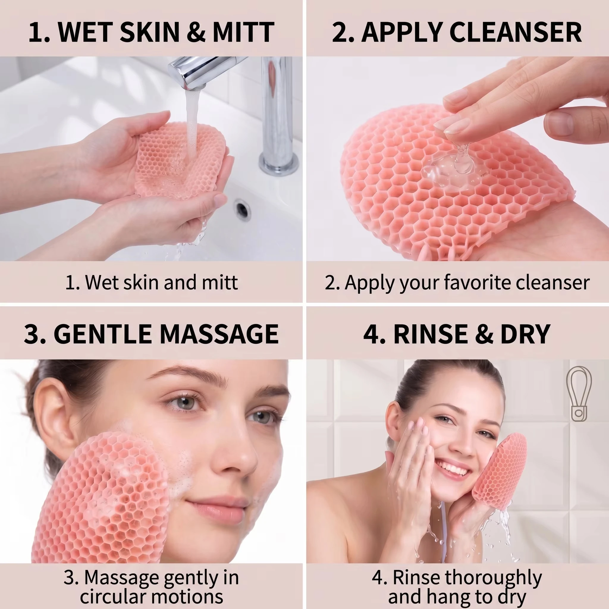 Honeycomb Exfoliating Shower Finger Caps Body Scrub Cleansing Bath Mitt Breathable Odorless Skin Care Tool Multi-Color view 5