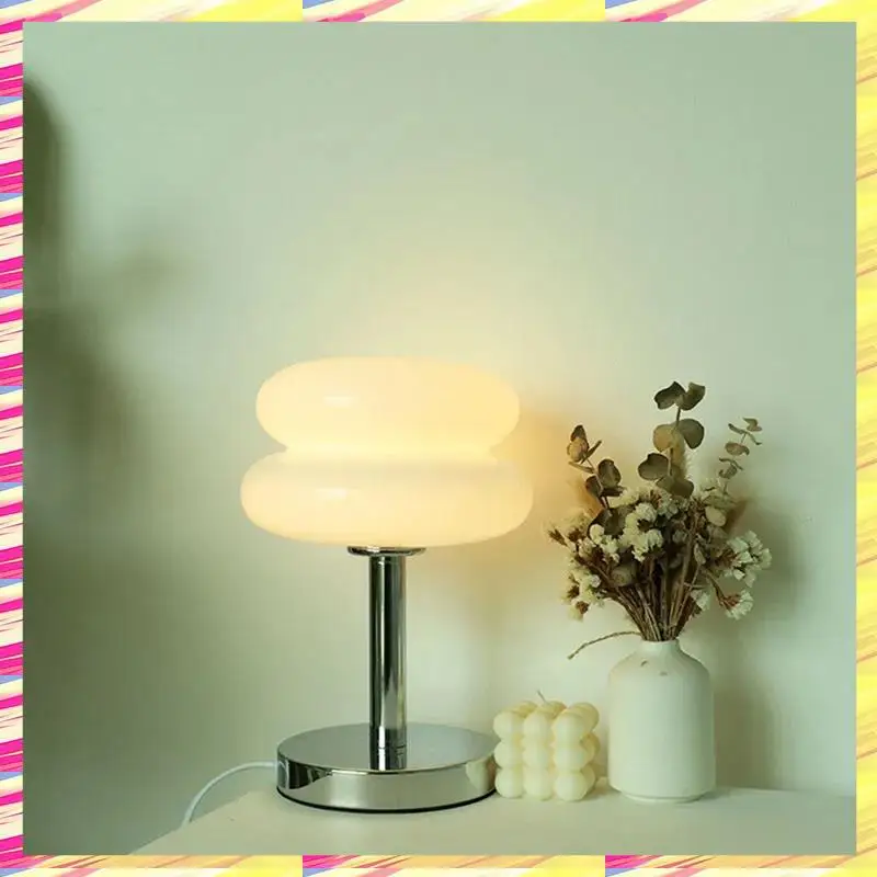 

ABJJ Glass Table Lamp Trichromatic Dimming Living Room Atmosphere Lamps Eye Protection Night Light Girlbedroom US Plug
