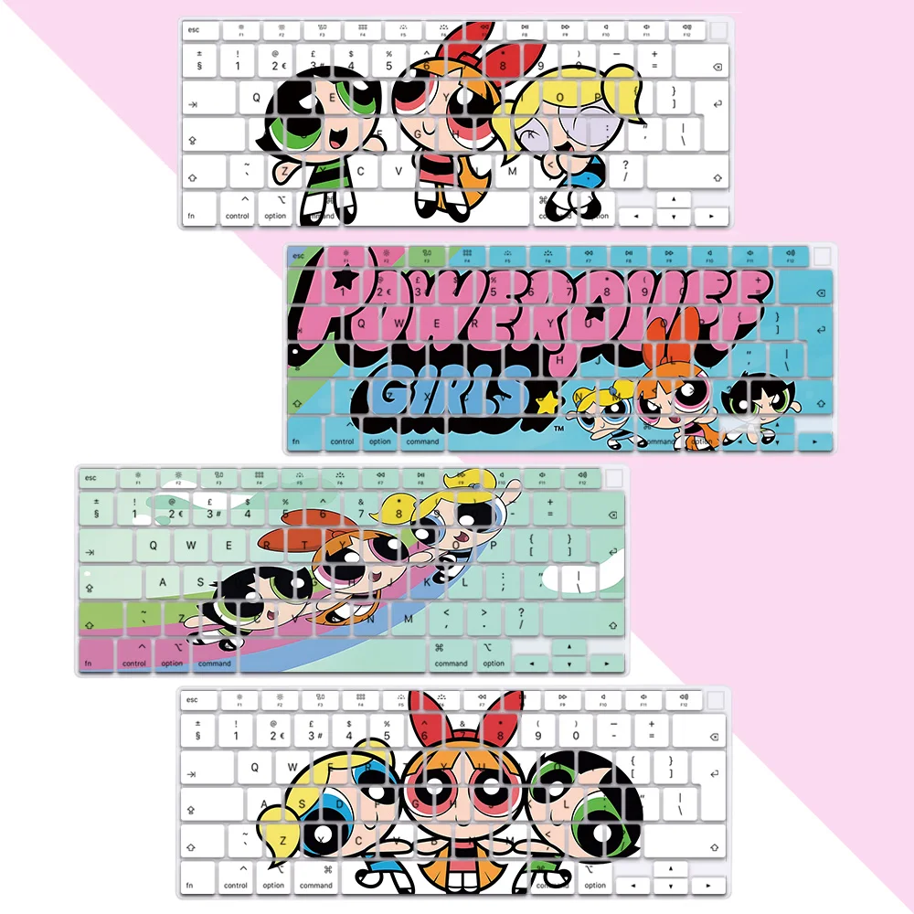 

Cute anime Powerpuffs Girlss EU Layout Color Print Soft Silicone Keyboard Cover For Macbook 2020 Air A2179 A2337