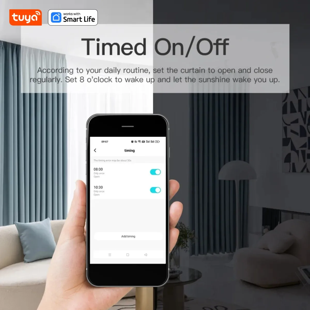 Tuya Smart Curtain Robot Curtain Motor 3-in-1 Tuya APP/Remote control Timed switch, Pull-to-start For Roman T U Tracks