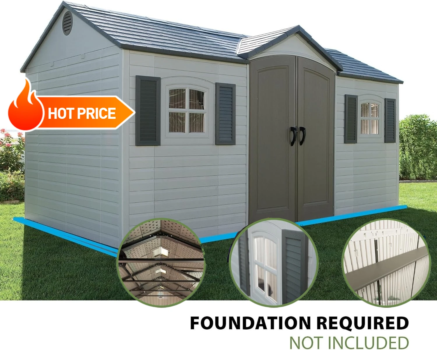 Durable 6446 Outdoor Storage Shed, 8 x 15 Foot, Desert Sand image 2