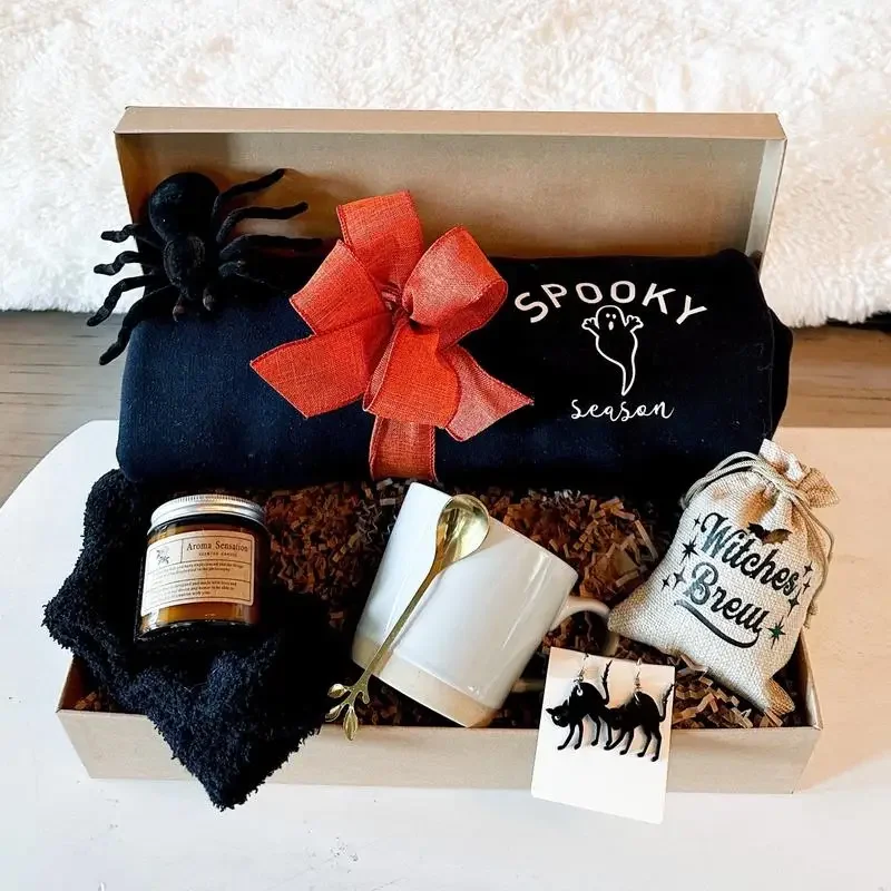 Halloween Gift Box Spooky Season Sweatshirt Girlfriend Spooky Basket Women Halloween Accessories Halloween Black Cat Earrings