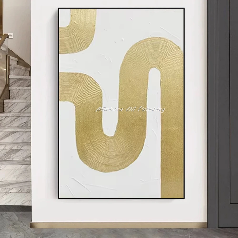 

Mintura, большая ручная работа, ретро, абстрактная картина маслом на холсте, домашний декор, текстурированное золотое настенное искусство, современное украшение для гостиной, офиса