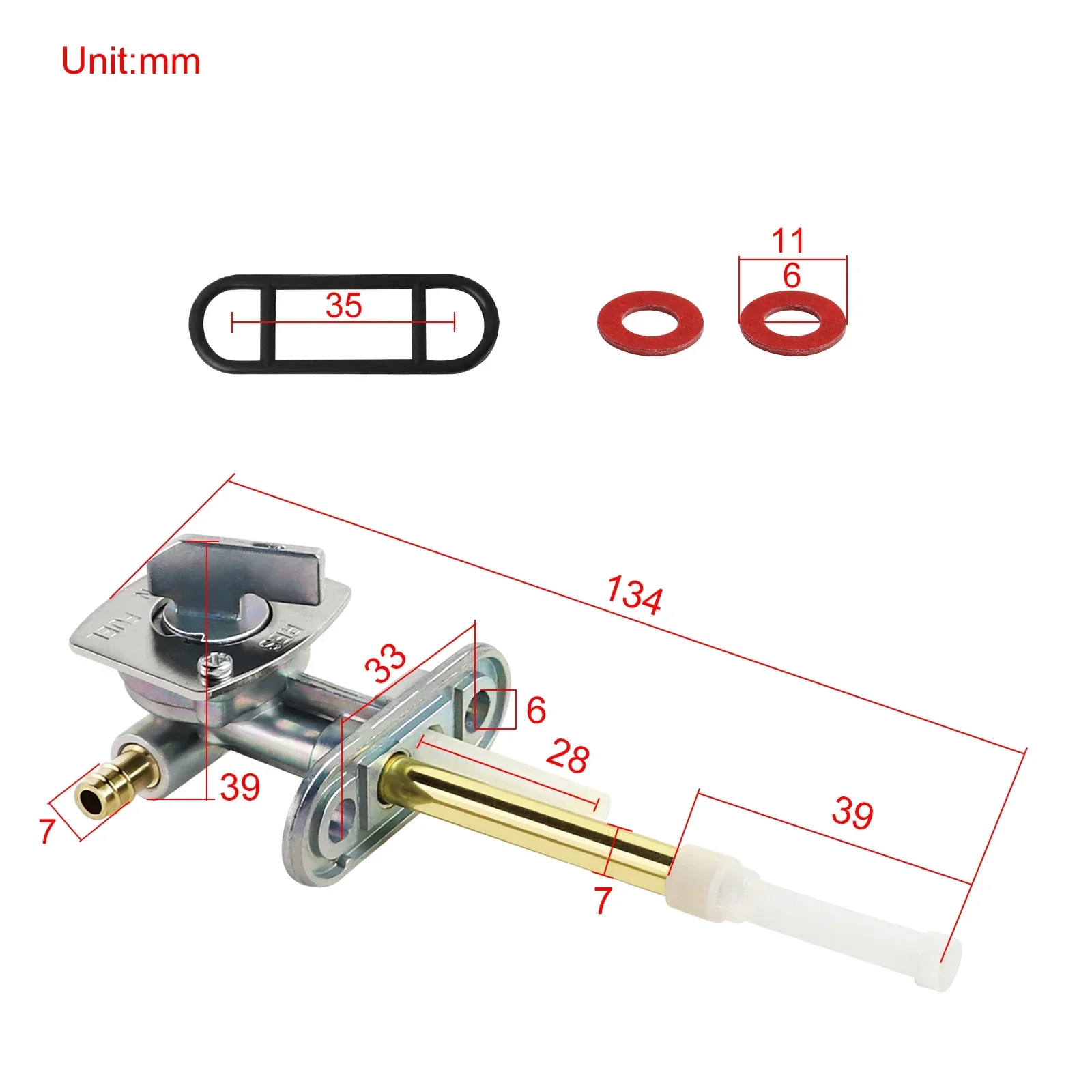 Fuel Valve Petcock Shut Off Tank Switch for Kawasaki Ninja ZX600 KDX80 KDX200 KDX220 KFX250 KL250 KLR650 KLX250 KLX300