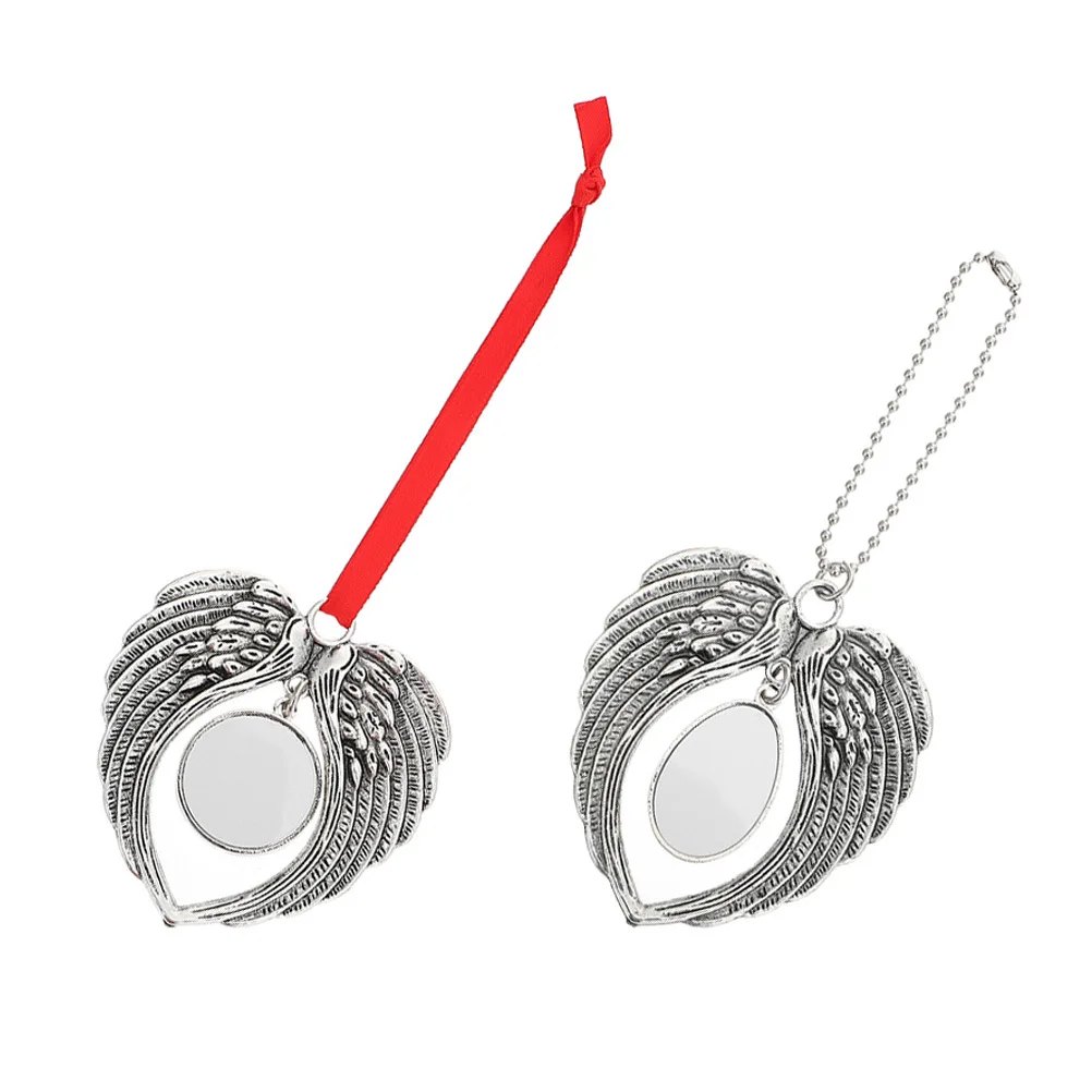 

2Pcs Sublimation Angel Wings Pendants Zinc Alloy DIY Blank Christmas Hanging Decor Personalized Xmas Tree Ornaments