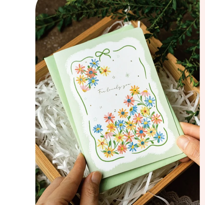 

3D Pop-up Style Creative Minimalist Greeting Card Original Flower Blessing Card Happy Birthday Party Invitation Letter Gifts