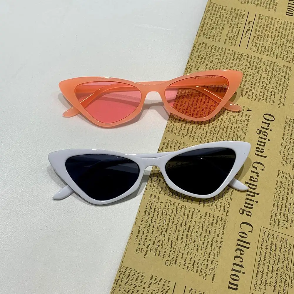 Vintage okulary przeciwsłoneczne Cat Eye Retro mała ramka okulary przeciwsłoneczne dla kobiet UV400 okulary ochronne modne odcienie akcesoria Streetwear — zdjęcie 7