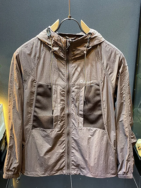 

Мужская летняя легкая куртка из ледяного шелка для скалолазания, дышащая кожа, с капюшоном, защита от солнца, модная длинная подставка-све