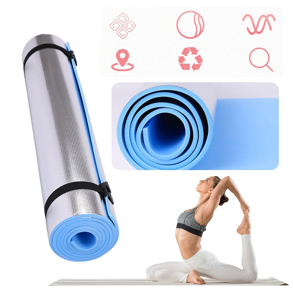 Aluminum Foil EVA Yoga Mat Non-Slip Gymnastics Fitness Pad On For Outdoor Picnic Beach Camping Mat Moisture-Proof 180x50cm