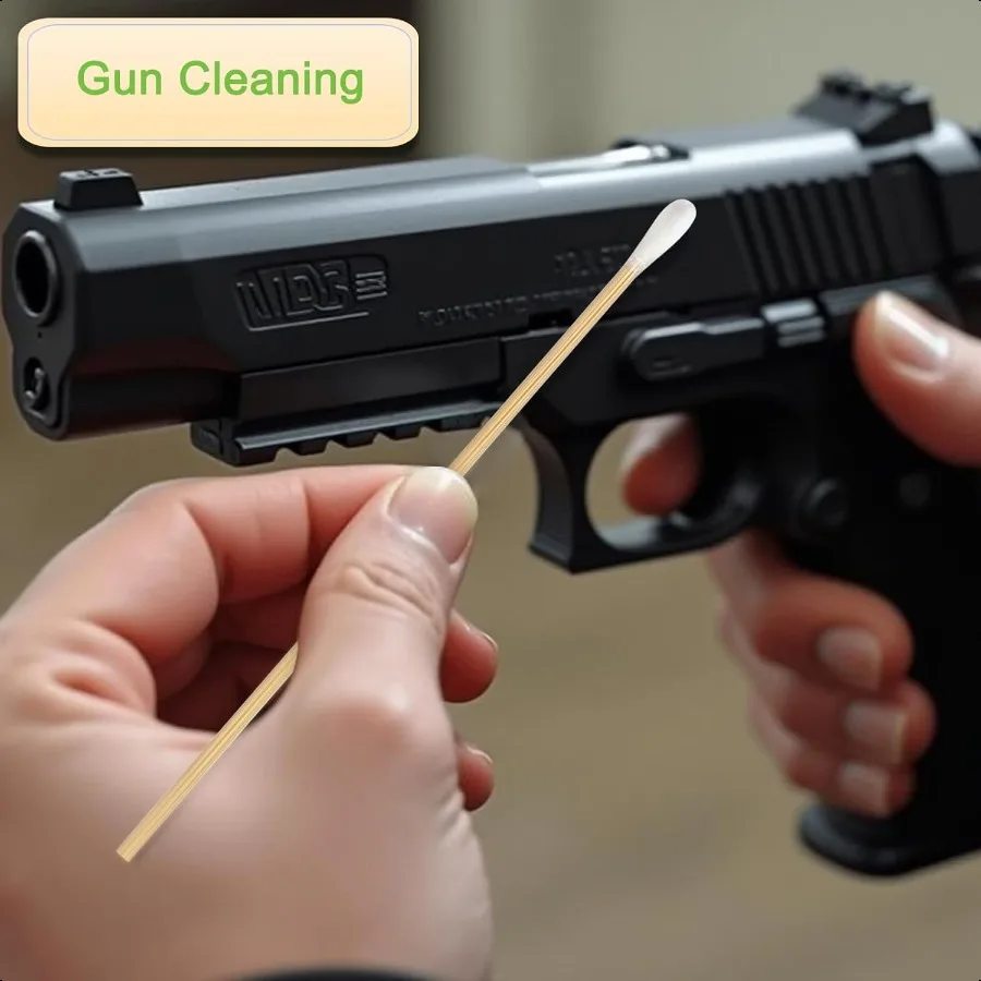 ไม้พันหูต่อแบบยาว 200 ชิ้น ด้ามไม้ สำหรับทำความสะอาด ใช้สำหรับทาเครื่องสำอางแบบน้ำมัน ปืนทาแต่งหน้า ทาตา หู อายแชโดว์