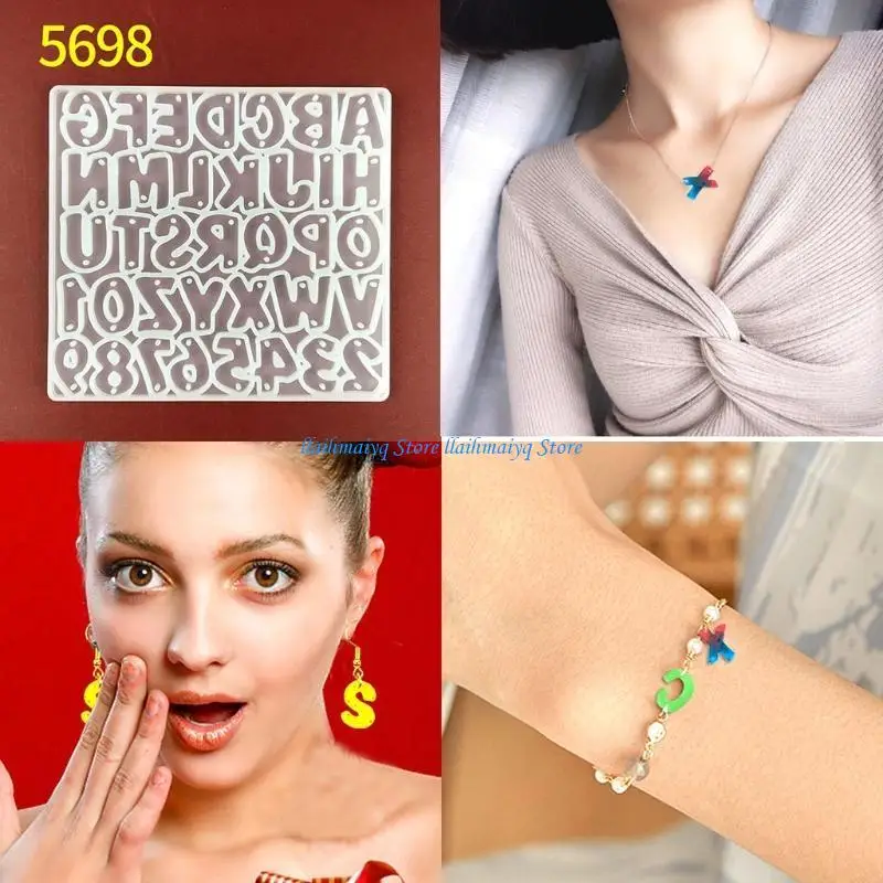 573B DIY Art Crafts Ear Studs Mould Casting Mold Handmade Letter Number Eardrop Mold