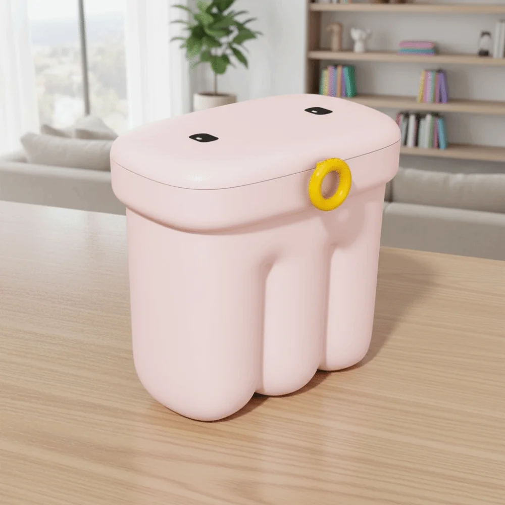 

Space Saving Cartoon Kitchen Garbage Can Plastic Odor-Proof Wall Mounted Trash Can with Lid Large Capacity Waste Bin Kitchen