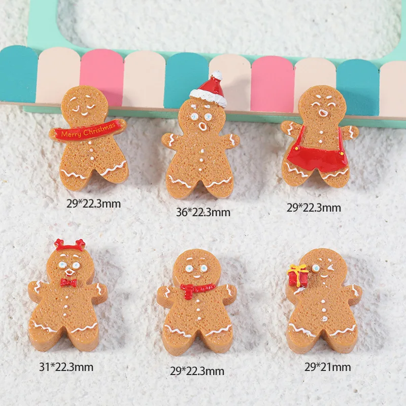 2pcs Christmas Cute Gingerbread Man Snowman Model Landscape Miniatures Hand DIY Home Decor Resin Doll Accessories Decoration