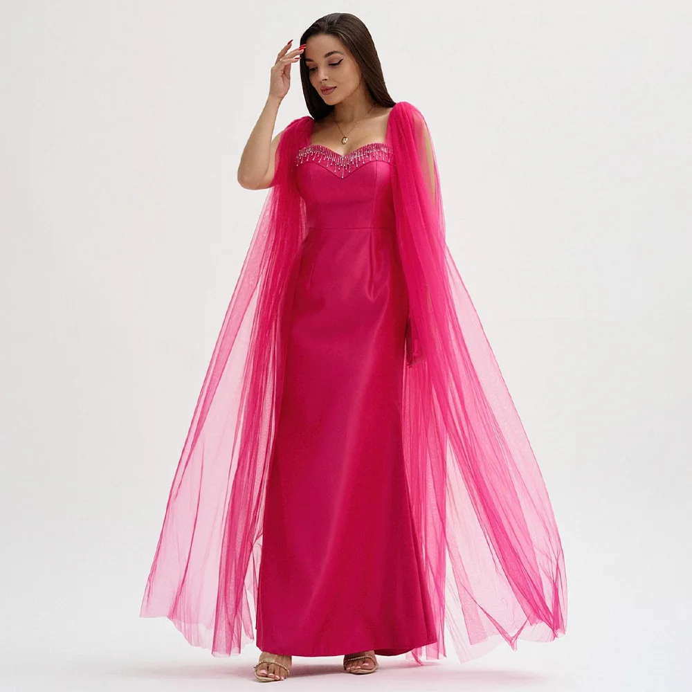 Vestido de baile de sereia cetim feminino, até o tornozelo, vestido de cristal, tule, trompete, elegante, vestidos formais, querida, quente, rosa