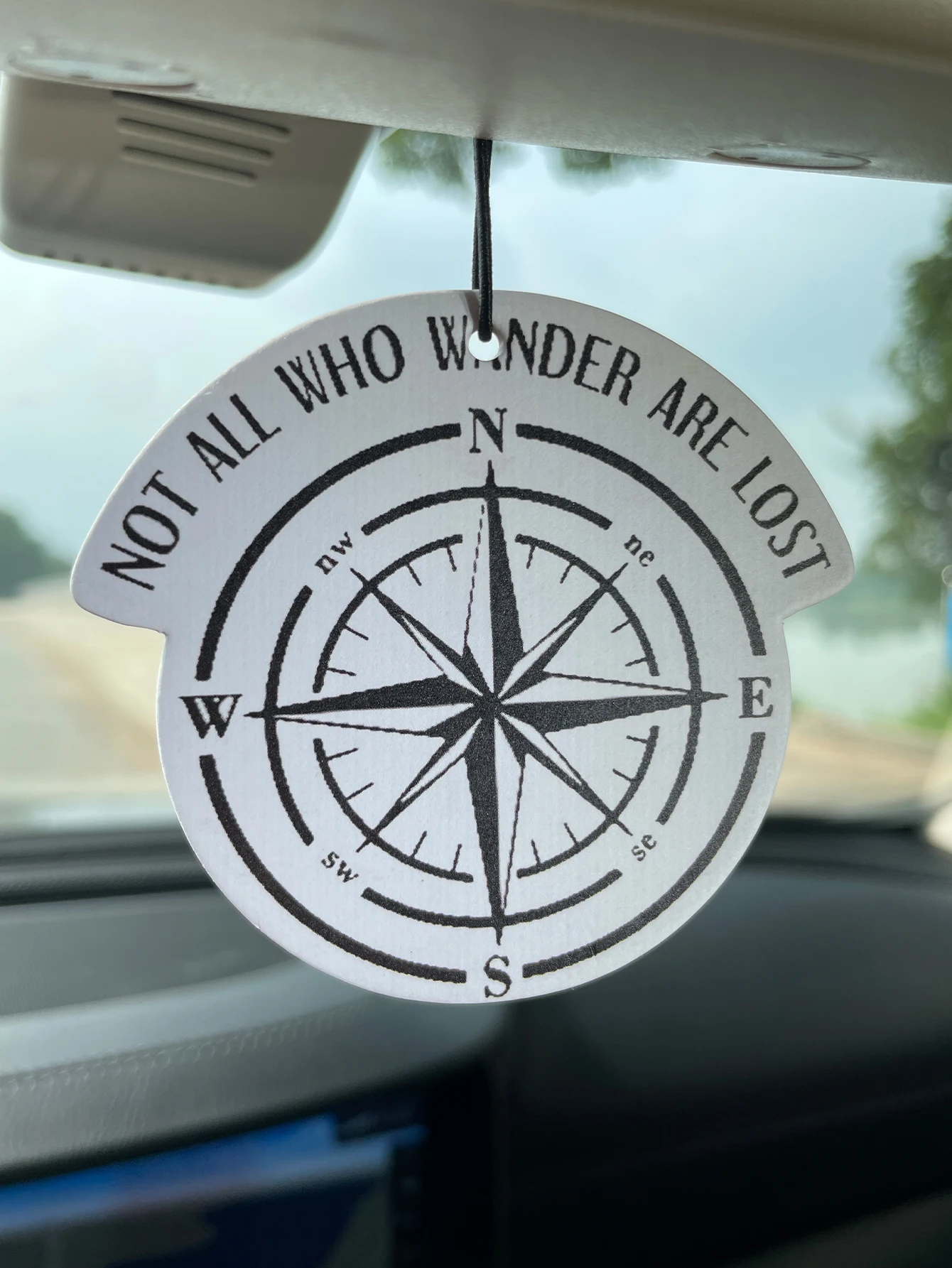 Car Air Freshener, Not All Who Wander Are Lost Compass Hanging Scent Card, Natural Plant Extract Fragrance, 60-90 Days Long Last