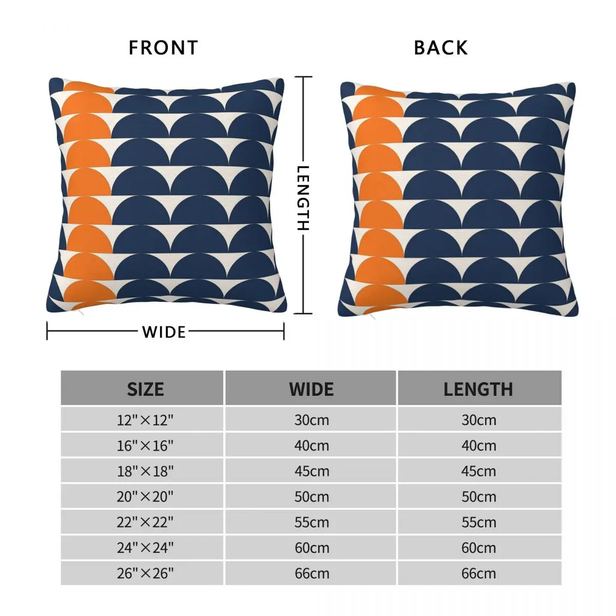 Moon Phases Navy Blue Orange Square Pillowcase Polyester Linen Velvet Creative Zip Decorative Sofa Seater Cushion Cover 45x45