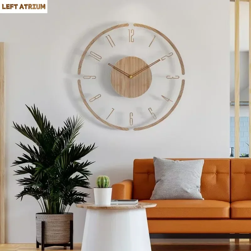

New Luxury Wall Watch Solid Wood Creative Wall Clocks Living Room Silent Nordic Simple Quartz Clock Wall Clock Modern Design