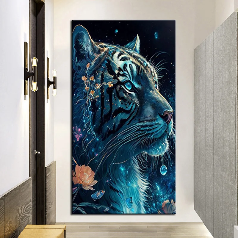 Big Size Tiger Dragon Diamond Painting,Full Diy Diamond Embroidery Rhinestone Pictures Mosaic Horse Flowers Home Decor