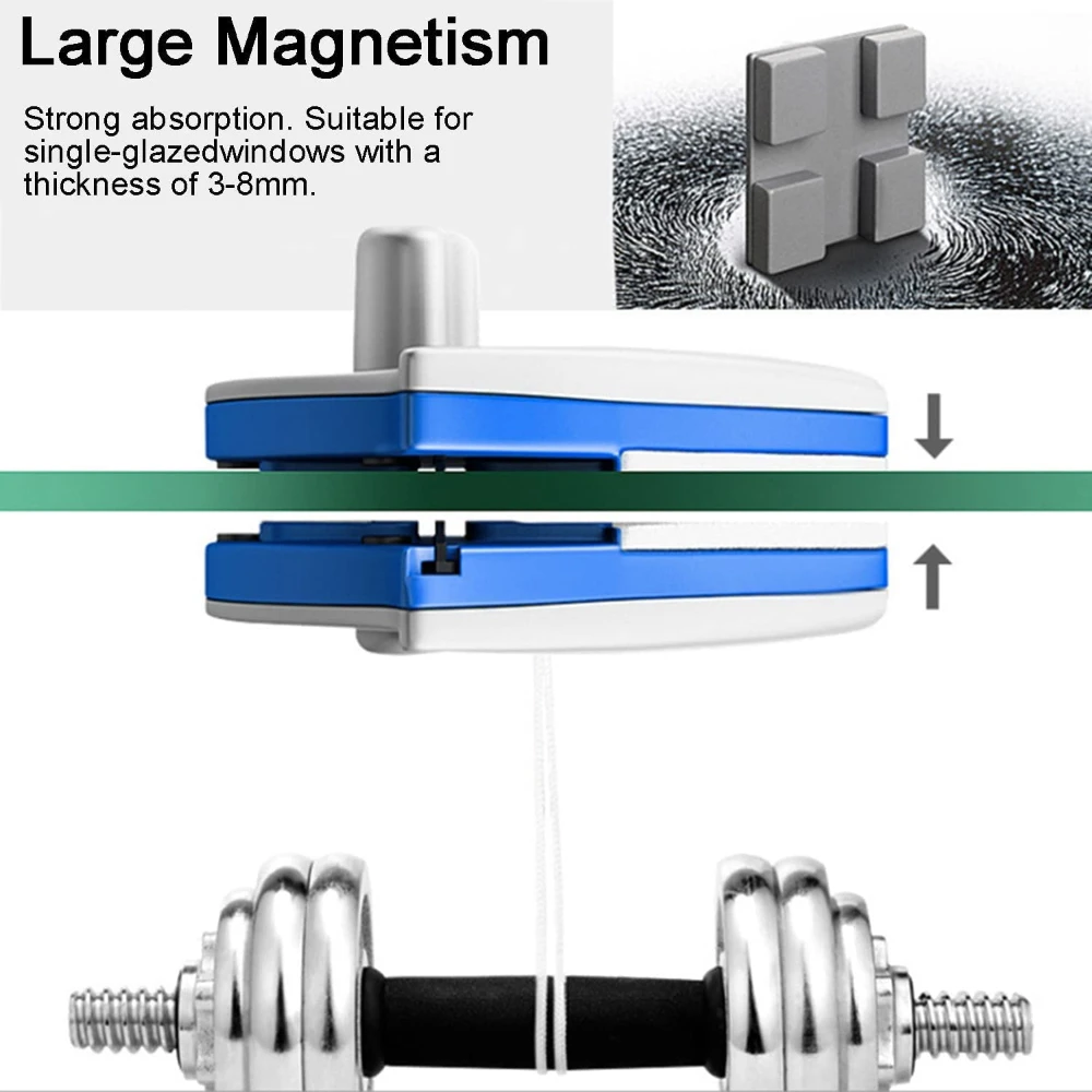 Magnetic Window Cleaner Double Side Glass Wiper Adjustable Magnetic Glider 3-8mm Thickness Suit Glazed Windows Cleaning Tool