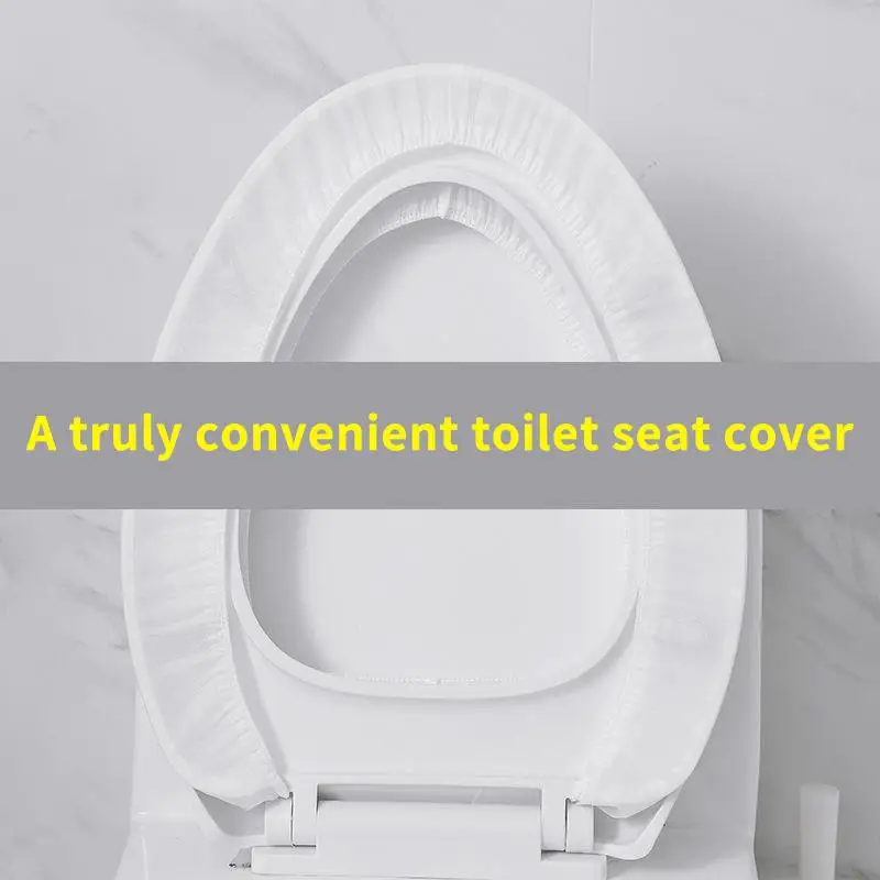 50pcs Disposable Toilet Seat Cover Waterproof Non Woven Travel Hotel Bathroom Protective Mat Single Packaging Supply Kit