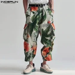 2024 Men Pants Printing Button Loose Pockets Joggers Fashion Casual Trousers Men Streetwear Leisure Male Pants S-5XL INCERUN