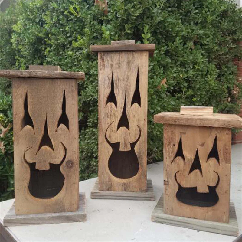 Halloween Wooden Lantern Decorations For Indoor And Outdoor Evil Spirits And Garden Crafts