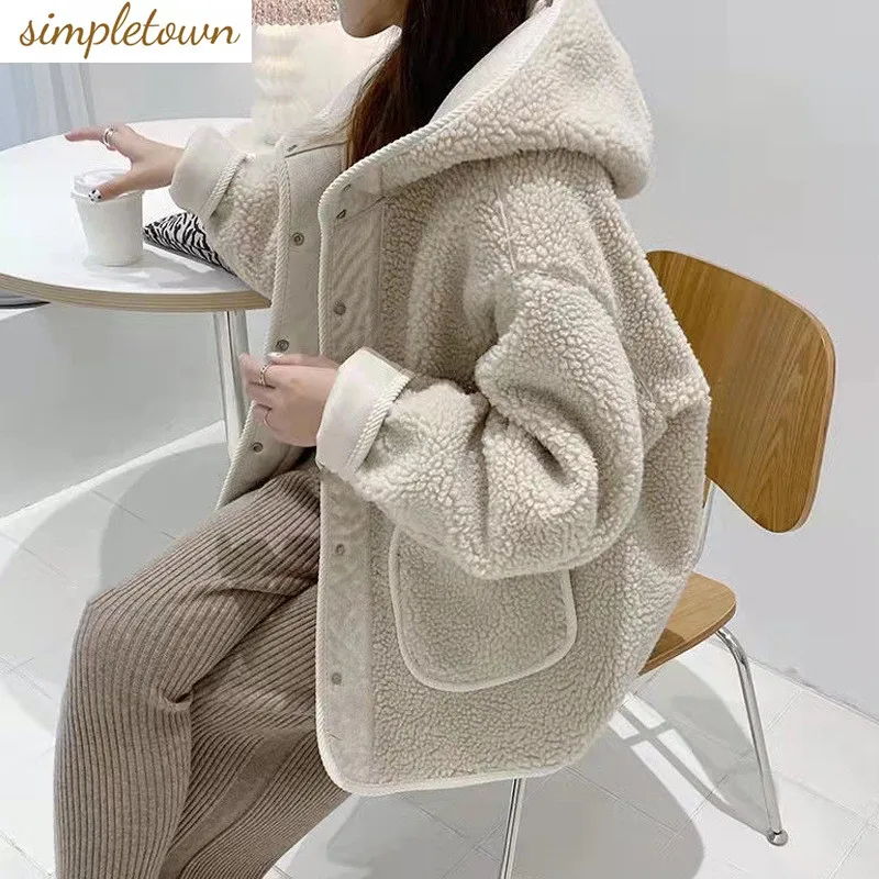 

Autumn and Winter New Korean Edition Imitation Sheep Wool Fashion Hoodie Jacket