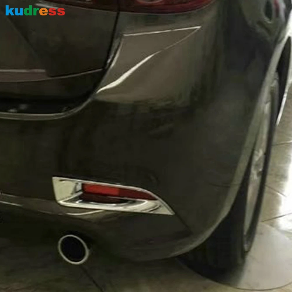 For Mazda 3 M3 Axela 2017 2018 Sedan Chrome Car Rear Fog Light Lamp Cover Trims Back Foglight Bezel Frame Accessories - view 2