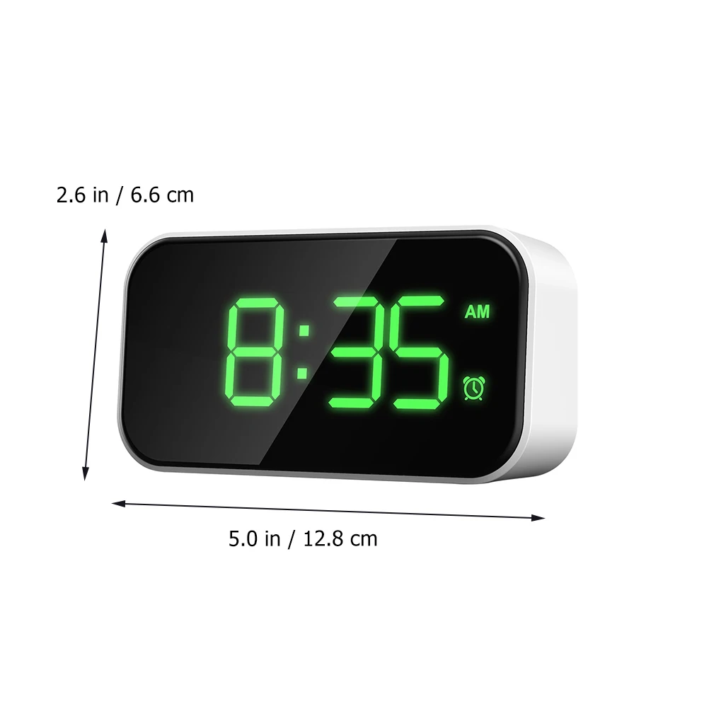 

White Digital Alarm Clock 6 Brightness Adjustable Compact Led Screen Clock For Home Travel Easy To Set Large Display Clocks
