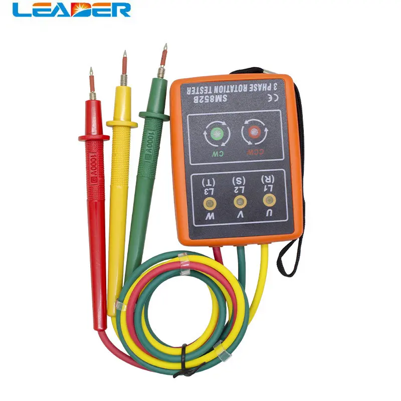 LEADER SOLAR  3 Phase Sequence Presence Rotation Tester Indicator Detector Meter with LED and Buzzer 60V~600V (3 Phase AC)