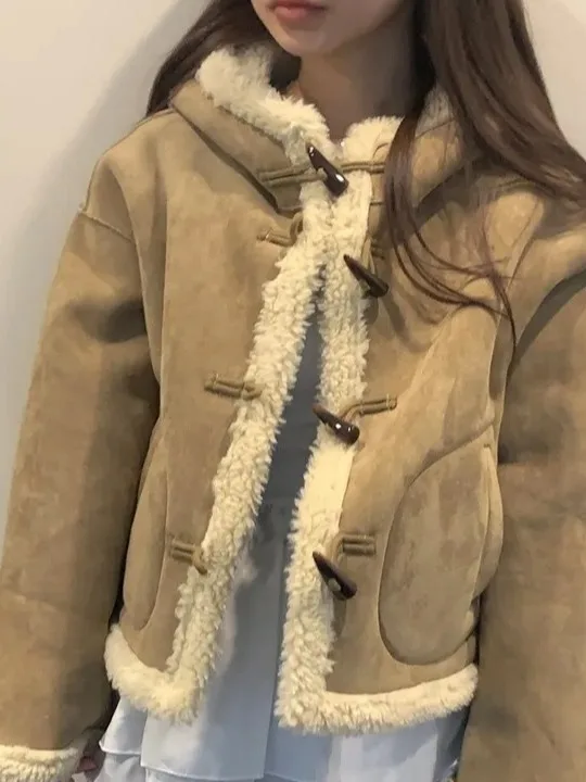 

Sli антивозрастное кожаное меховое интегрированное пальто со шляпой из тонкого хлопка для женщин, маленький модный размер