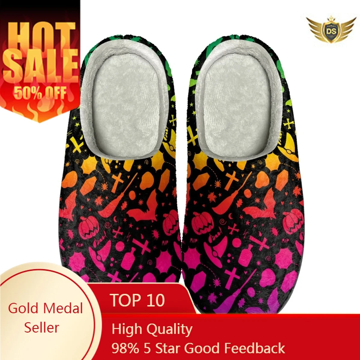 

Casual Home Indoor Slippers Print On Demand Non-slip Flats Men Bedroom Slippers Winter Cozy Warm Cotton Slippers Halloween Gifts