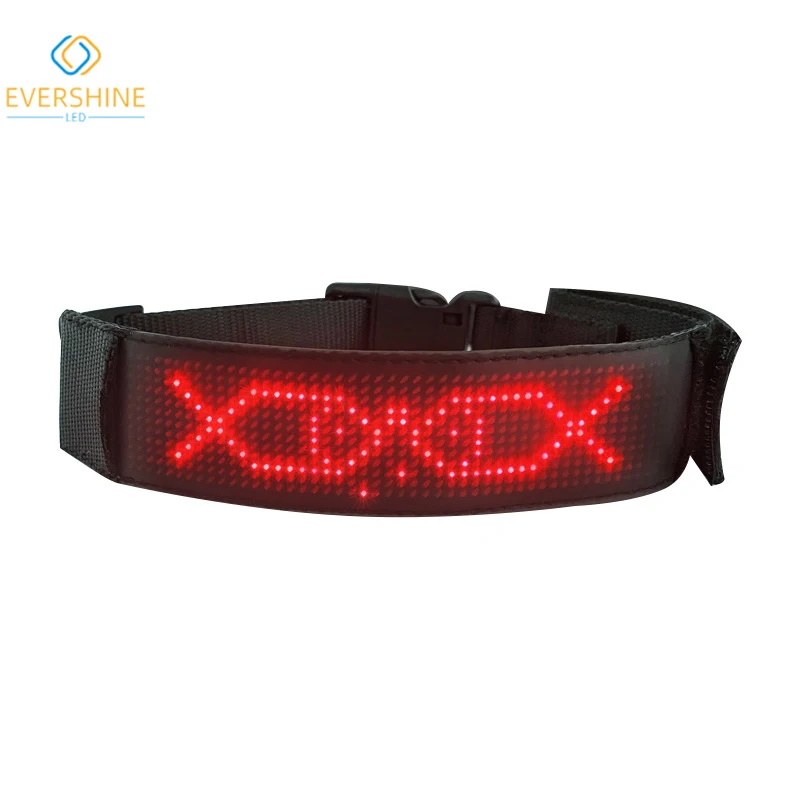 

App Control Programmable LED Display Pet Collar Phone Send Monochrome Collar Traction Rope Dog Light Emitting LED Collar