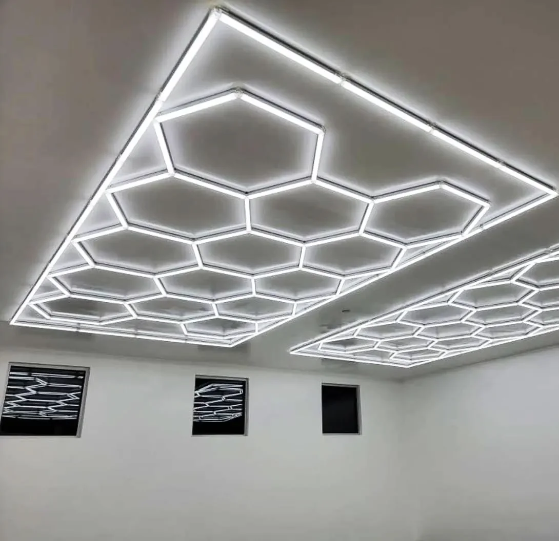 Dropshipping 14 Grid Honeycomb Auto Car Detailing Work Light Bar Car Wash Station 110v/220v Garage Ceiling Hexagonal Led Lights