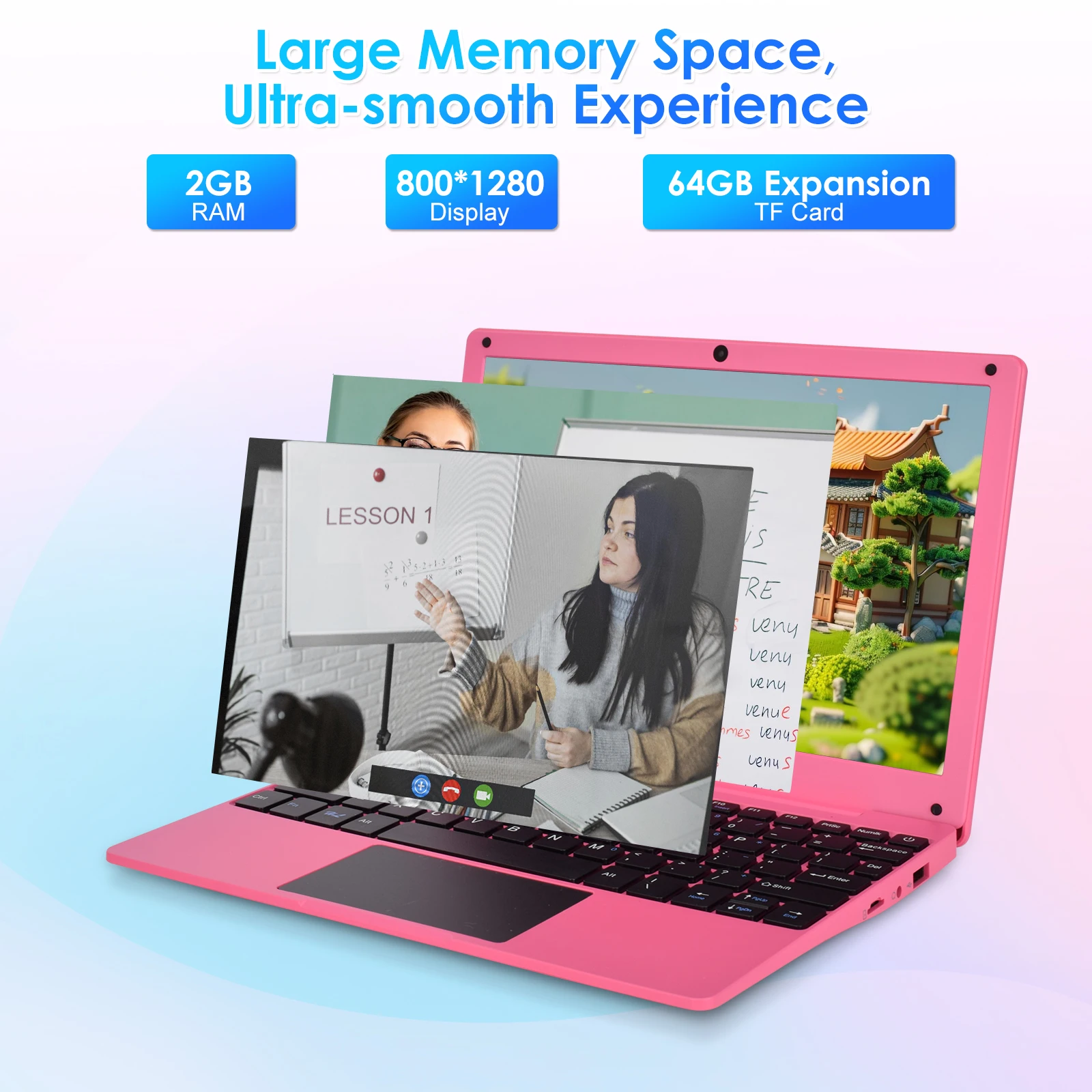 Mini laptop barato de 10,1 polegadas Android 12, 2 GB + 64 GB 5000 mAh Bateria, computador portátil leve para estudo de trabalho, tela HD, WiFi