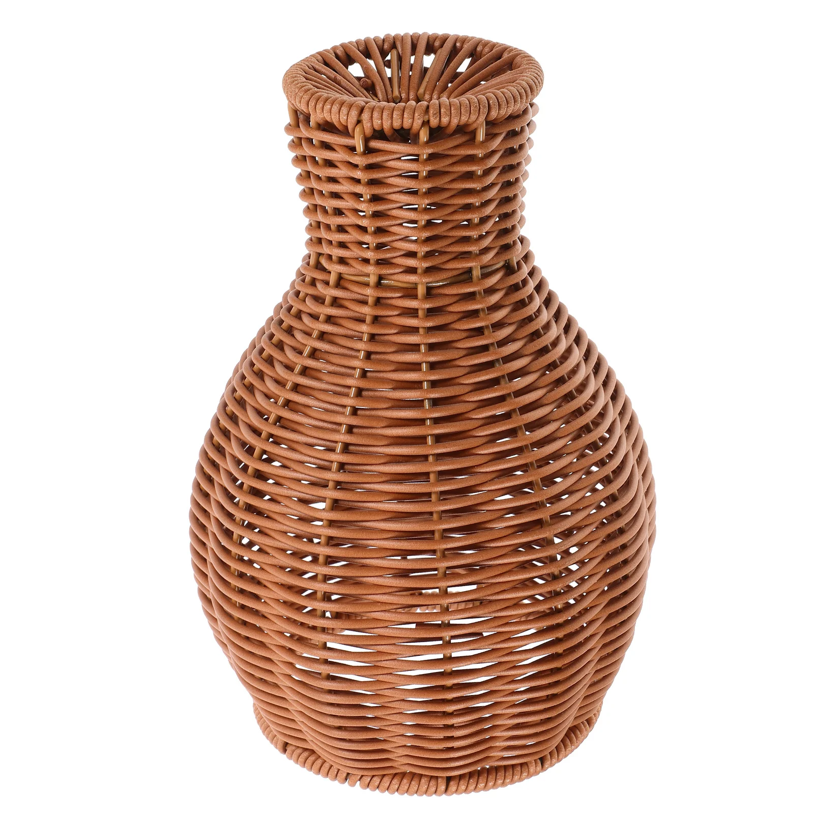 

Small Hand Woven Simple Vase PVC Imitation Rattan Flower Arrangement Vase for Home Office Decoration Woven Flower Holder