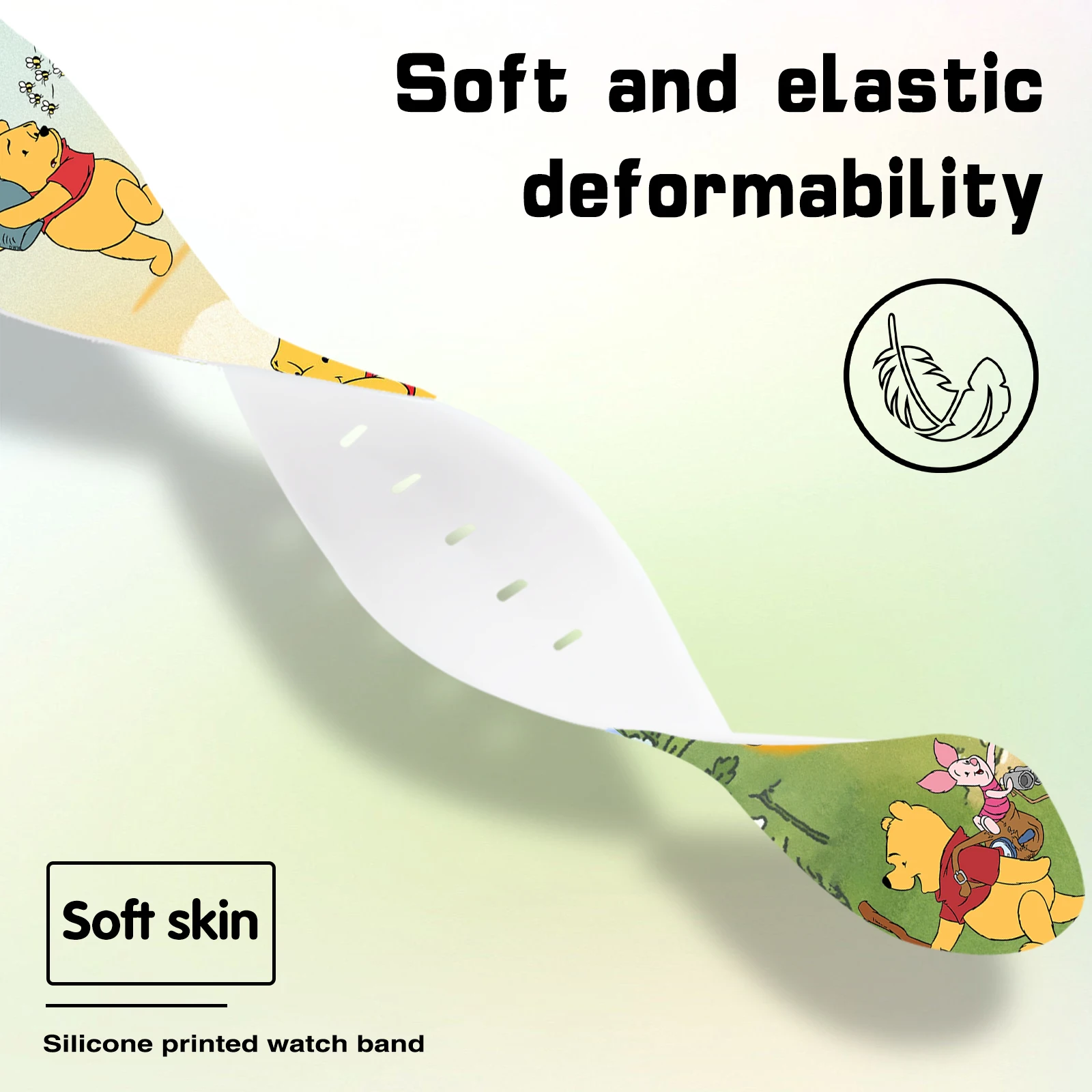 Disney Pooh Bear 20mm Printed Strap for Samsung Galaxy Watch 7/6/5 40mm 44mm Band Replaceable Bracelet for Xiaomi Huawei Amazfit