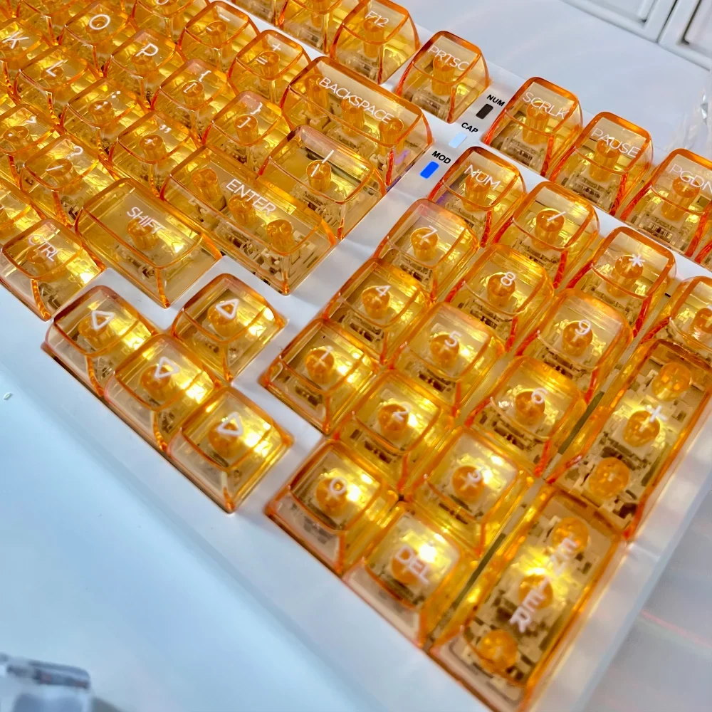 GEFENSI 115 Key Amber Orange Transparent Key Cap PC Key Cap CBSA Profile For Cherry MX Gamers Mechanical Keyboard