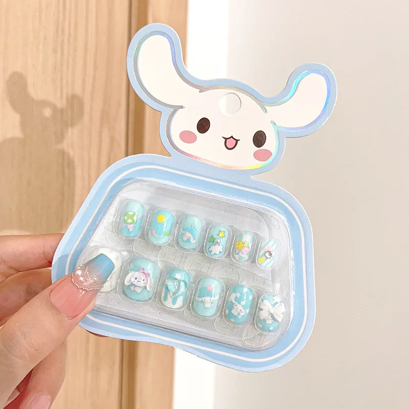 Cartoon Sanrio Hello Kitty Kids Nail Sticker Cute Cinnamoroll Kuromi Children Self Adhesive Nail Patch Accessories Girl Toy Gift