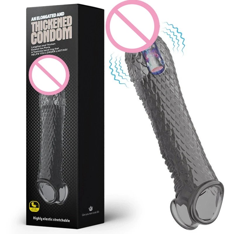 Men Enlargement Delay Nozzle Penis Sleeve Extensions Condom Penis Sleeve Dildo Sex Toys For Men Clits Massager Cock Ring Cover