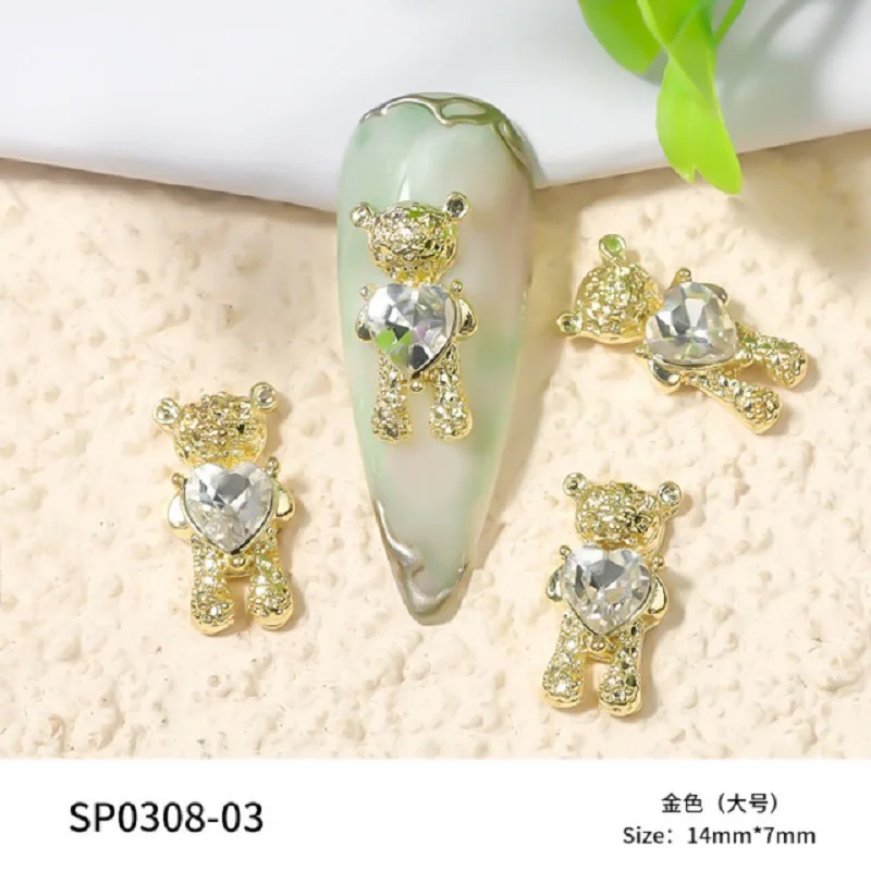 3D Cute Bear Nail Charme Kristall Kirsche Planeten Bär Shaped Strass Nagel Ornamente DIY Bär Nagel Design Dekoration Handwerk