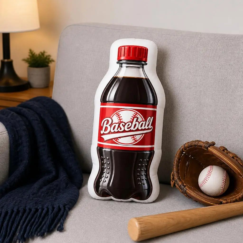 Baseball Soda Bottle Sports Theme Plush Pillow Cushion Irregular Stuffed Throw Pillow Home Decor Gift Sofa Bed