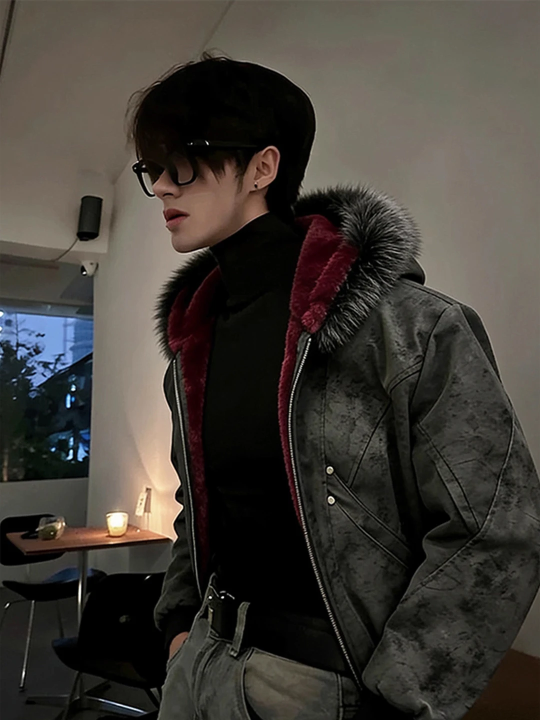 

Cleanfit American Style Thickened Winter Jacket Men's Fleece Lined Removable Fur Collar Cotton Coat Standard Fit Casual Wear