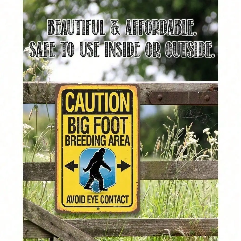 CIFBUY Big Foot Breeding Area Vintage Aluminum Wall Art Waterproof Durable Metal Sign for Bar Man Cave Decor