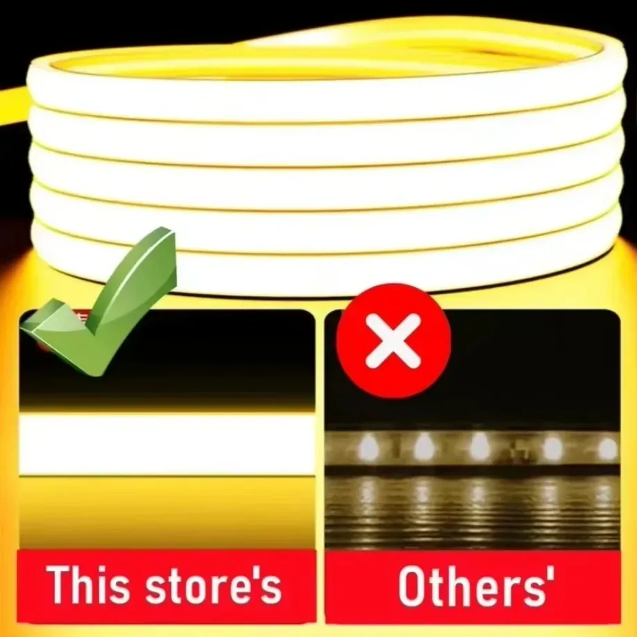 220V COB LED Lamp Strip FOB LED Tape 288LEDs/m Switch/Dimmable Power EU Plug RA90 Outdoor IP65 Waterproof Bedroom Lighting 1-30M