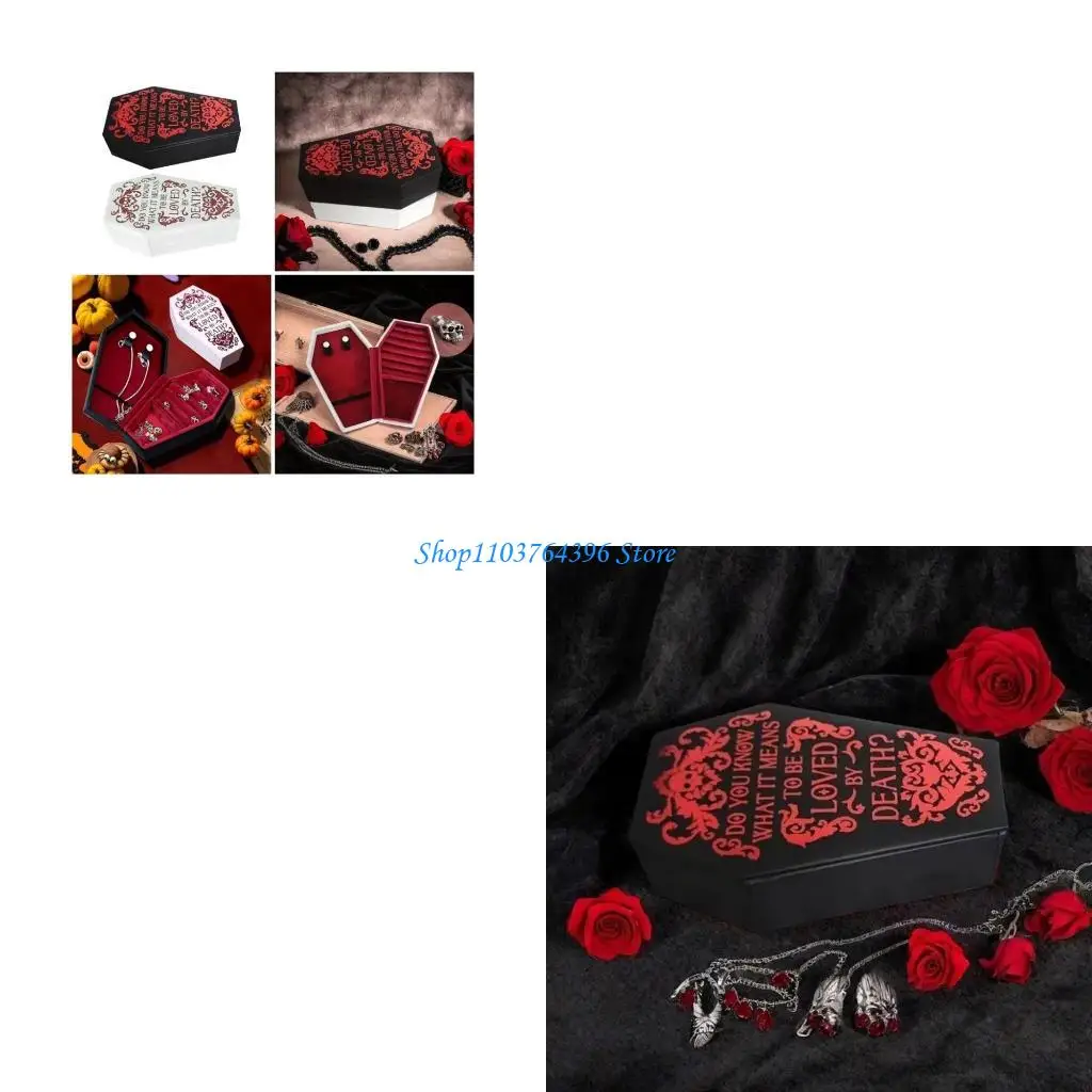 

Компактная шкатулка для драгоценностей в готическом стиле, уникальный кожаный держатель для ювелирных изделий в форме гроба для