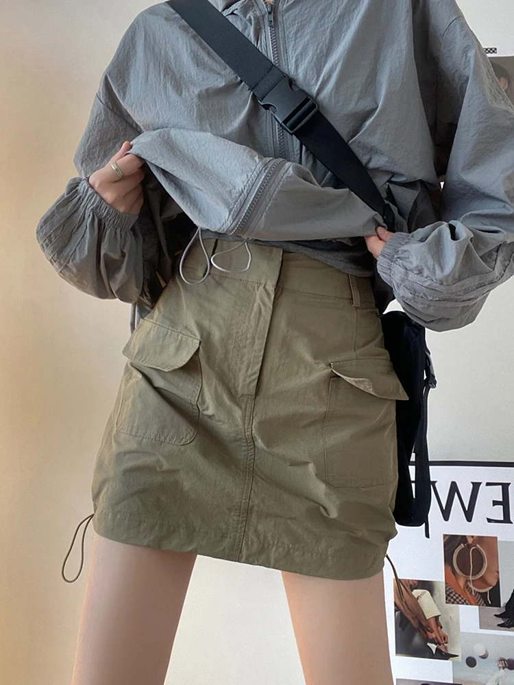 

American Sle A-Line Skirt High Waist Slimming Women's Summer Faion ort Skirt Small Size f Body Wrap around Skirt