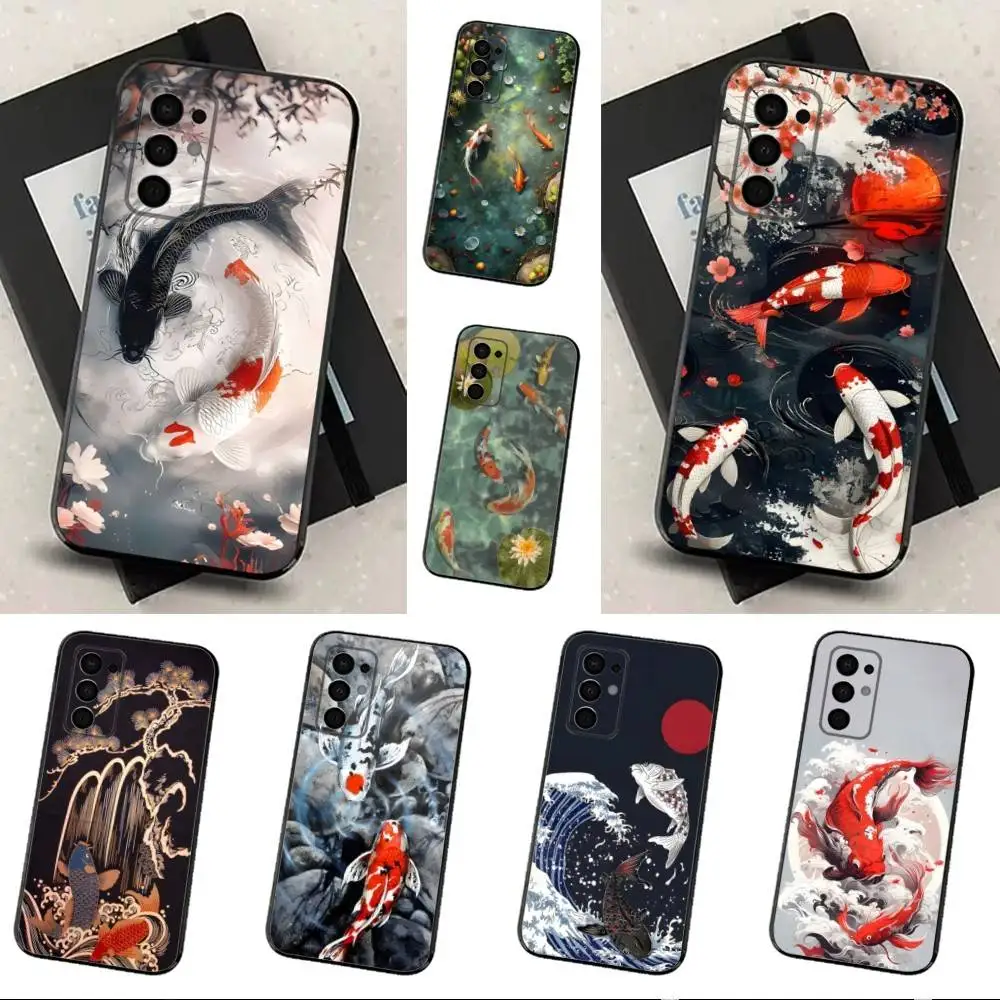 

Painting Koi Carp Art Phone Case For Samsung Galaxy A91,A80,A73,A72 ,A71,A53A52,A32 ,A31A22,A21s,A20,Black Cover