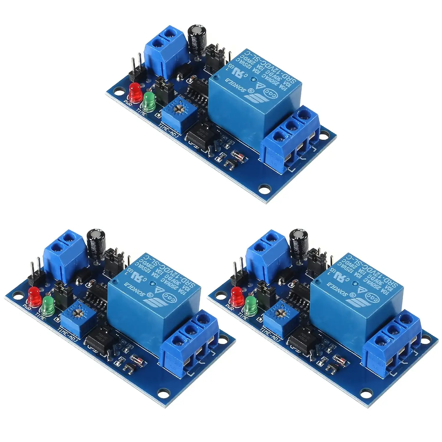 3 Stück DC 12 V Verzögerungsrelaismodul Elektronikverzögerungsrelais Ein-/Ausschalten-Schaltermodul mit Timer-Einstellung Potentiometerverzögerung