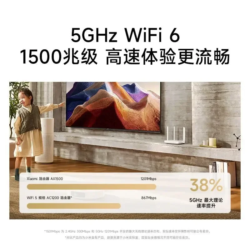 Xiaomi Router AX1500 2.4/5GHz WiFi 6 1500Mbps Mesh System  Work with Xiaomi Mijia Mi Home App Network Cable Wifi Extender